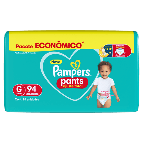 Fralda Descartável Infantil Pants Pampers Ajuste Total G 94 Unidades