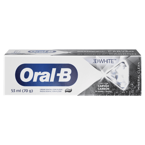 Creme Dental Mineral Clean Carvão de Bambu Oral-B 3D White - 70g