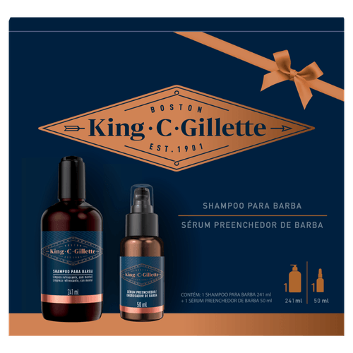 Kit Shampoo 241ml + Sérum Preenchedor para Barba 50ml King.C.Gillette