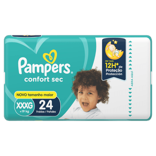 Fralda Descartável Infantil Pampers Confort Sec XXXG - 24 Unidades