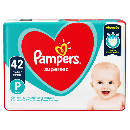 Fralda Descartável Infantil Pampers Supersec P - 42 Unidades