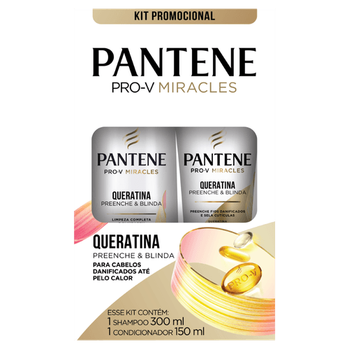 Kit Pantene Queratina Preenche & Blinda Shampoo 300ml + Condicionador 150ml