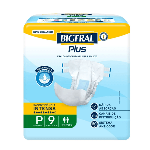 Fralda Adulto Bigfral Plus P Unissex - 9 Unidades