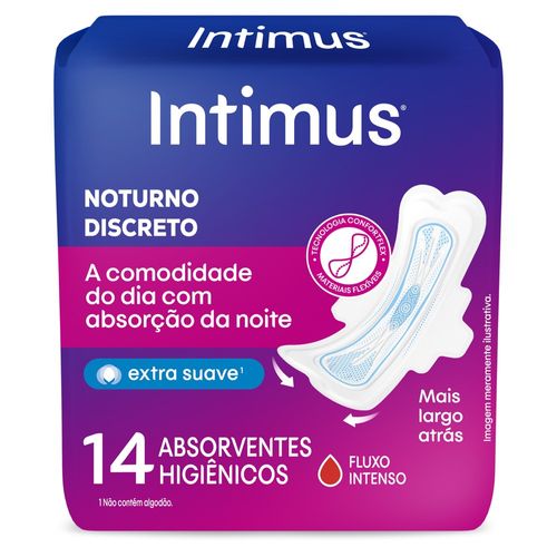 Absorvente Noturno Discreto com Abas Fluxo Intenso 14 UN Odor Block Intimus