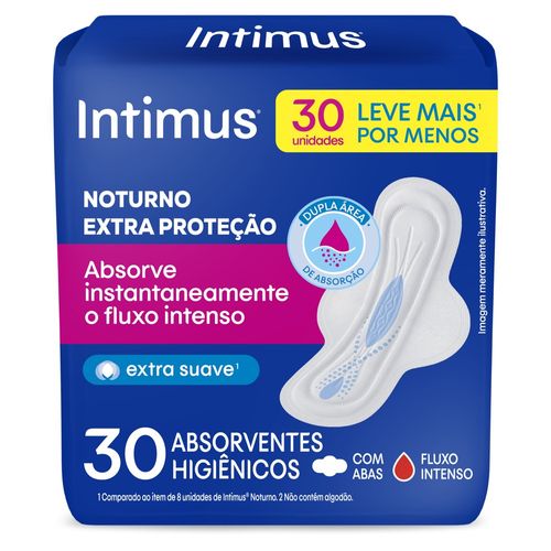 Absorvente Intimus® Noturno Suave C/ Abas - 30 un