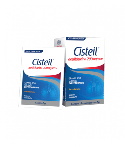 Cisteil 200mg Granulado Solúvel Expectorante Laranja 5g - 16 Envelopes