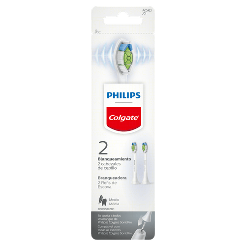 Refil Escova Dental Média Elétrica Branqueadora Colgate + Philips 2 Unidades