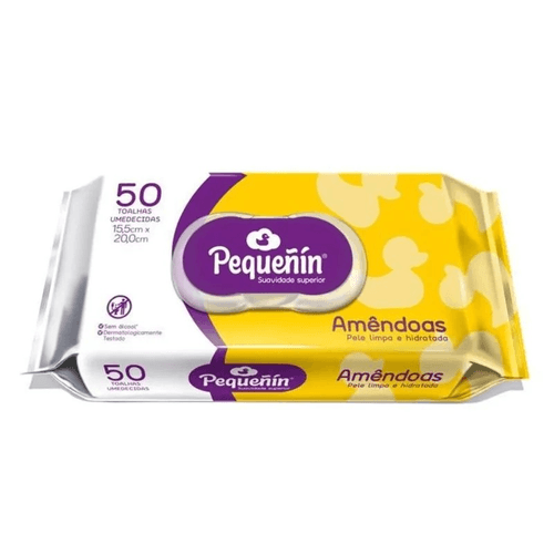 Toalha Umedecida Pequeñin Amêndoas 50 Unidades