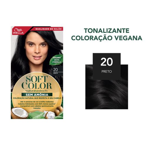 Coloração Capilar Wella Soft Color Nº 20 - Tonalidade Preto