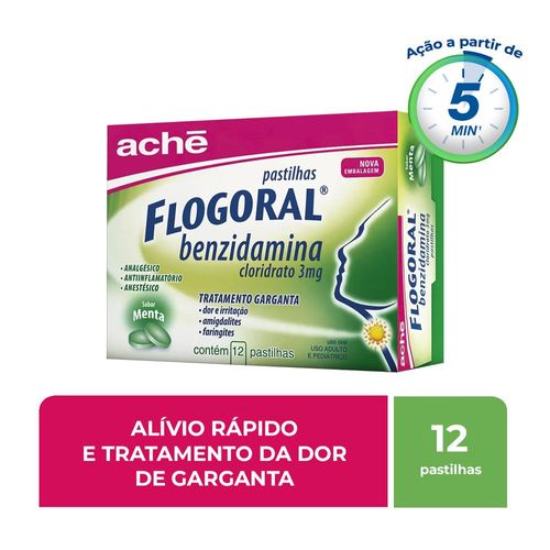 Pastilha Flogoral Menta - 12 Unidades