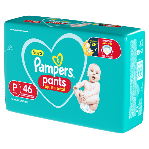 Fralda Descartável Infantil Pants Pampers Ajuste Total P - 46 Unidades