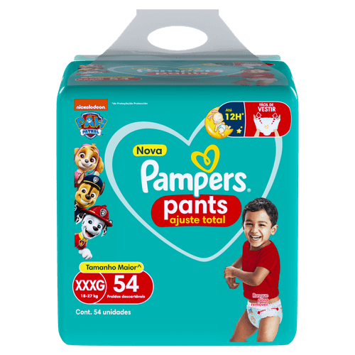 Fralda Descartável Infantil Pants Pampers Ajuste Total XXXG 18 a 27kg- 54 Unidades