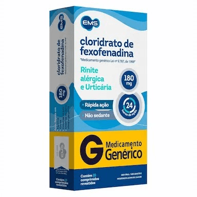 Cloridrato de Fexofenadina 180mg Genérico Ems - 10 Comprimidos
