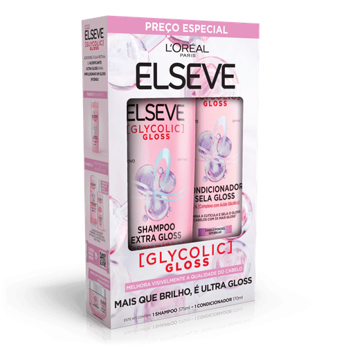 Kit Elseve Glycolic Gloss Shampoo 375ml e Condicionador 170ml