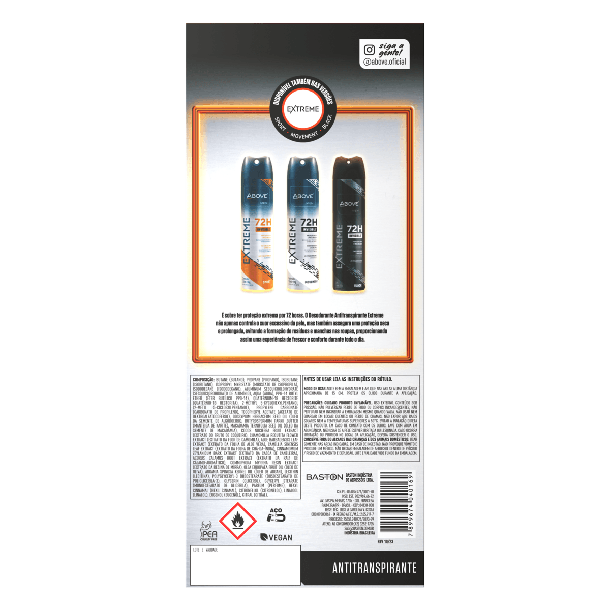 Kit Desodorante Above Aerossol Duo Extreme Invisible - 200ml