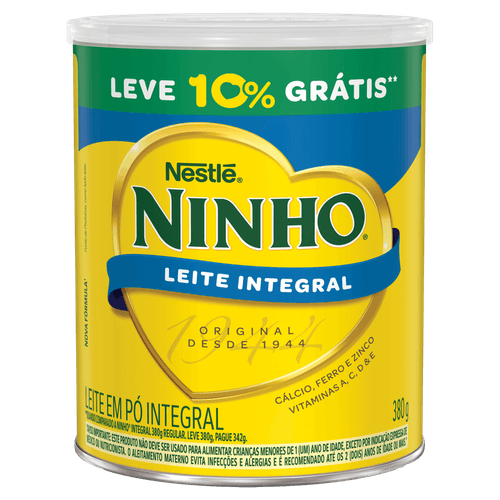 Leite em Pó Integral Ninho - Leve 380g Pague 342g