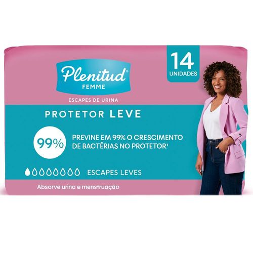 Protetor Diário sem Abas para Escapes de Urina Plenitud Femme Pacote 14 Unidades