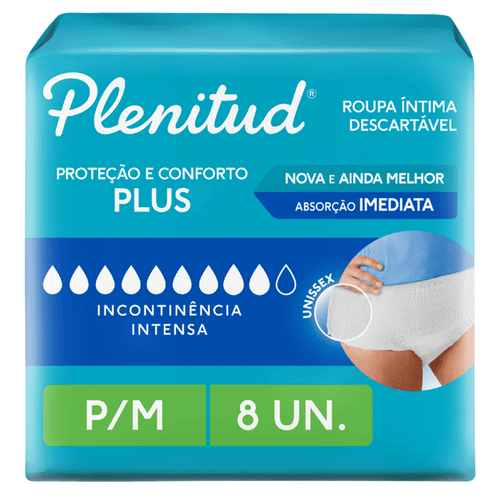 Roupa Íntima Plenitude Active Plus Máscara M 8Un - Plenitud