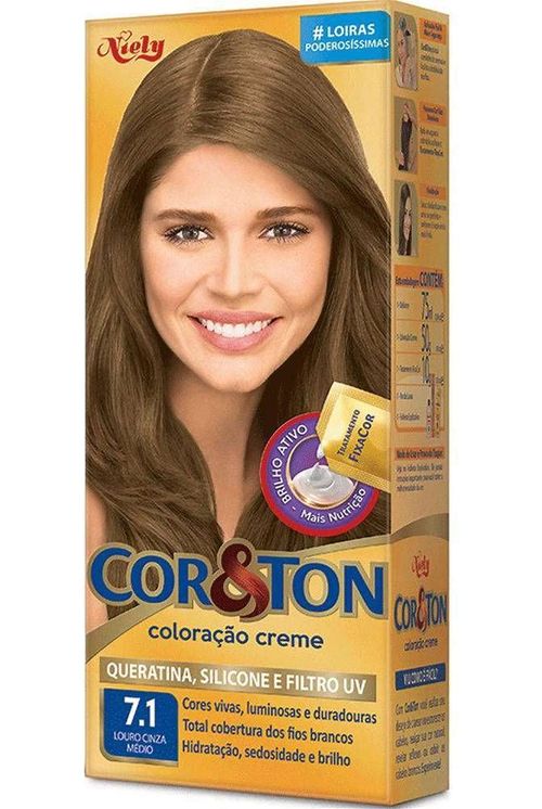 Tintura Niely Cor&Ton Louro Cinza Médio 7.1- 180g