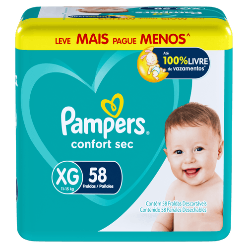 Fralda Descartável Pampers Confort Sec XG 58 Unidades