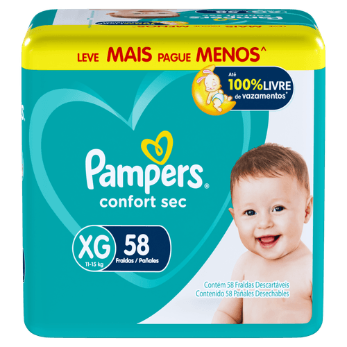 Fralda Pampers Confort Sec XG-58 unidades