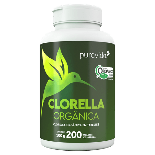 Suplemento Clorella Orgânica Puravida 500mg Tabletes 200 Unidades
