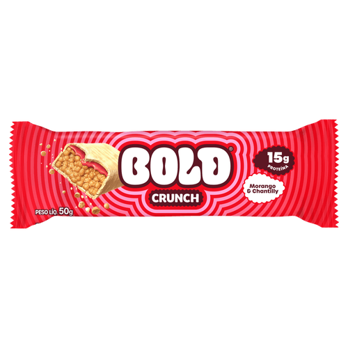 Barra de Proteína Morango & Chantilly Bold Crunch Pacote - 50g