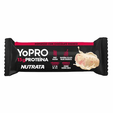 Barra de Proteína Nutrata Yopro Morango com Chocolate Branco - 55g