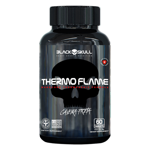Suplemento Alimentar de Cafeína Caveira Preta Black Skull Thermo Flame - 60 Tabletes