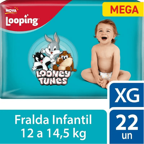 Fralda Descartável Infantil Looping Megapacote XG - 22 Unidades