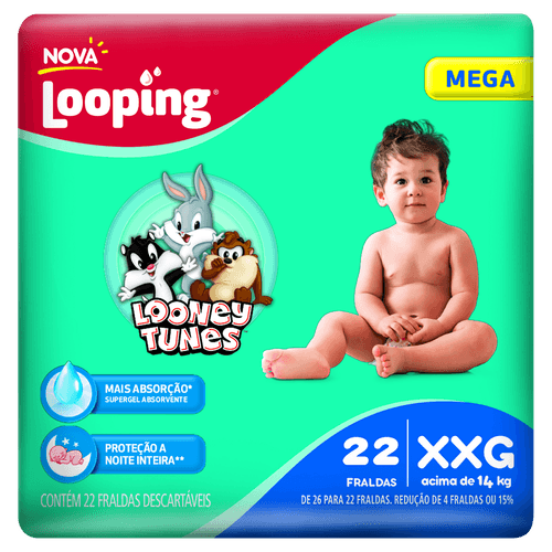 Fralda Descartável Infantil Looping Megapacote XXG - 22 Unidades