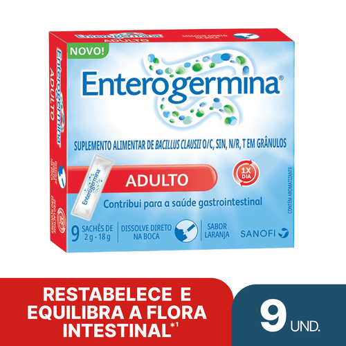 Probiótico Enterogermina Adulto Laranja Sanofi 2g 9 Sachês