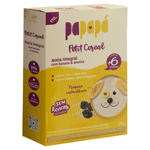Cereal Infantil Integral Aveia com Banana e Ameixa Papapá Petit 170g
