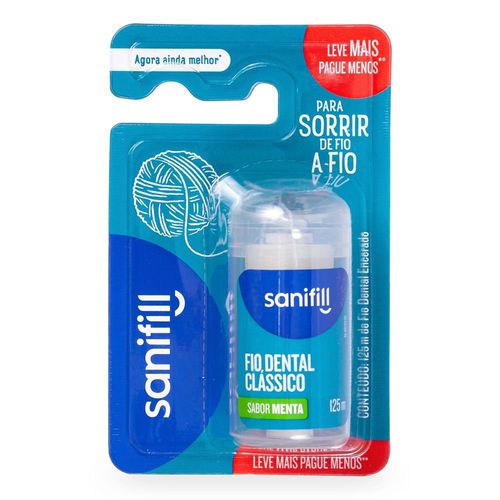 Fio Dental Clássico Menta Sanifill 125m Leve Mais Pague Menos