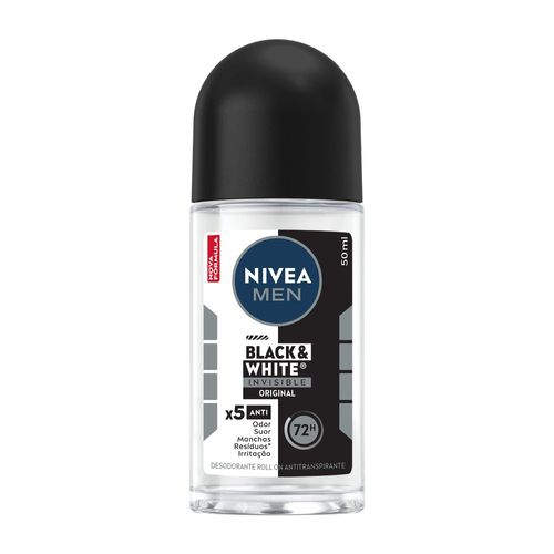 Desodorante Antitranspirante Roll On NIVEA Invisible for Black & White 50ml