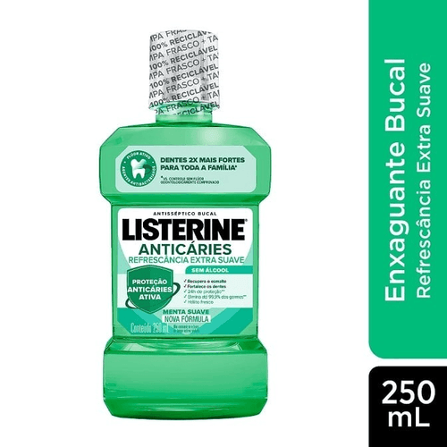 Enxaguante Bucal Listerine Anticáries sem Álcool Menta Suave - 250ml