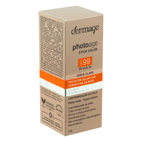 Protetor Solar Stick Color Base B Claro FPS 99 FP UVA 35 Dermage Photoage - 12g