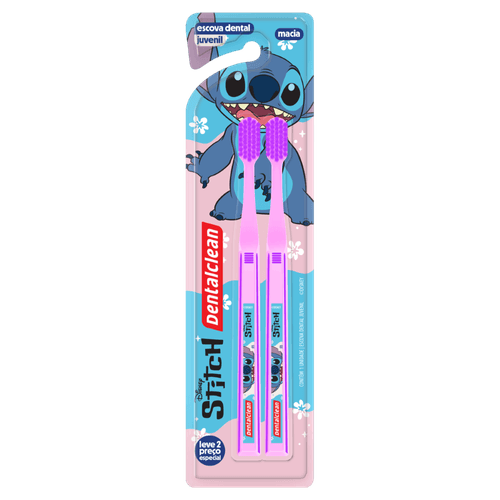 Escova Dental Juvenil Macia Stitch Dentalclean - 2 Unidades