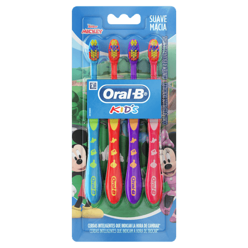 Escova Dental Macia Mickey Disney Junior Oral-B Kids - 4 Unidades