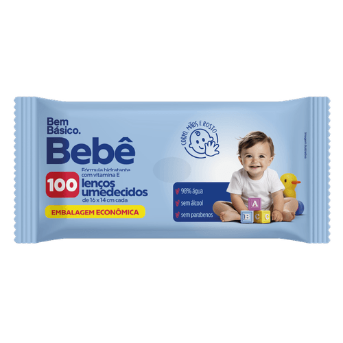Lenço Umedecido Bem Básico Bebe - 100 unidades