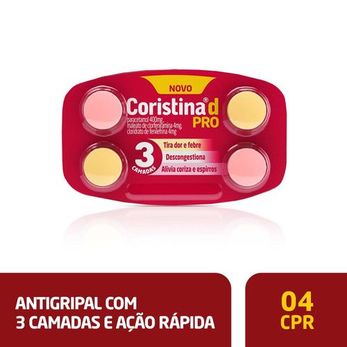 Coristina D PRO 400+4+4mg 4 Comprimidos - Hypera