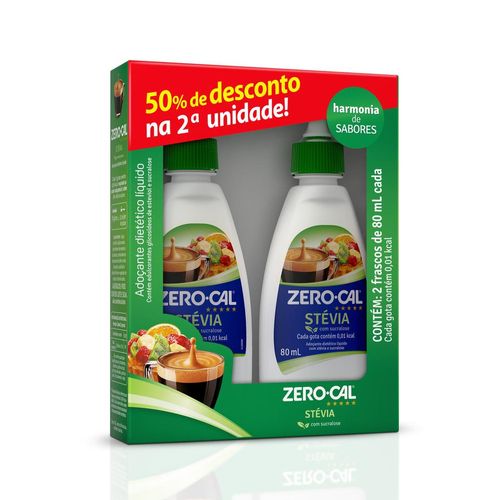 Kit Adoçante Líquido Zero-Cal Stevia 2 unidades de 80ml cada