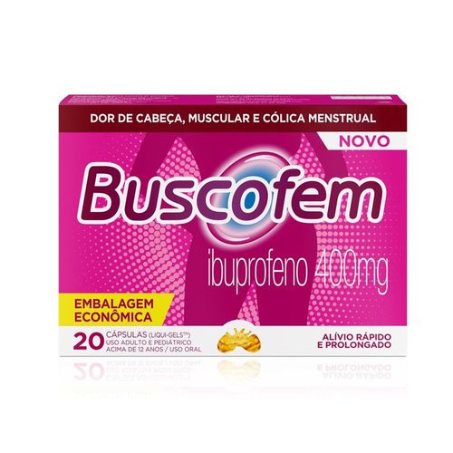 Analgésico Buscofem Ibuprofeno 400mg Caixa 20 cápsulas