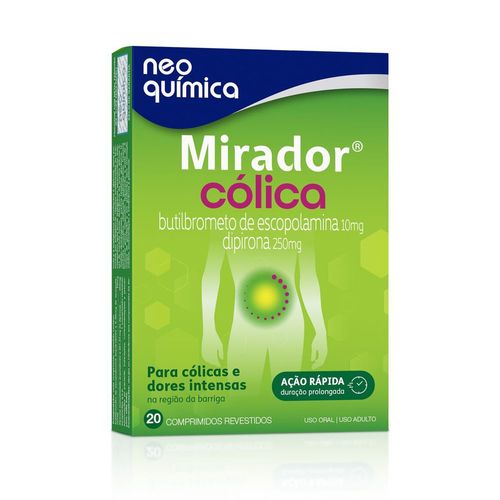 Antiespasmódico Mirador Cólica 10mg + 250mg Neo Química 20 Comprimidos