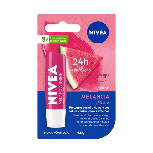 NIVEA Hidratante Labial Melancia Shine Hidratação Profunda 4,8 g