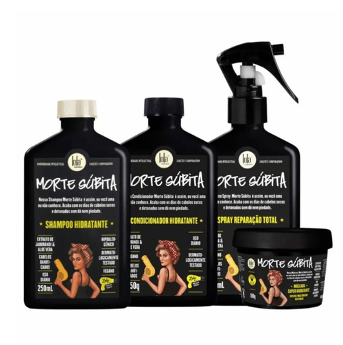 Kit Lola Morte Súbita Shampoo + Condicionador + Spray Reparação + Máscara 100g