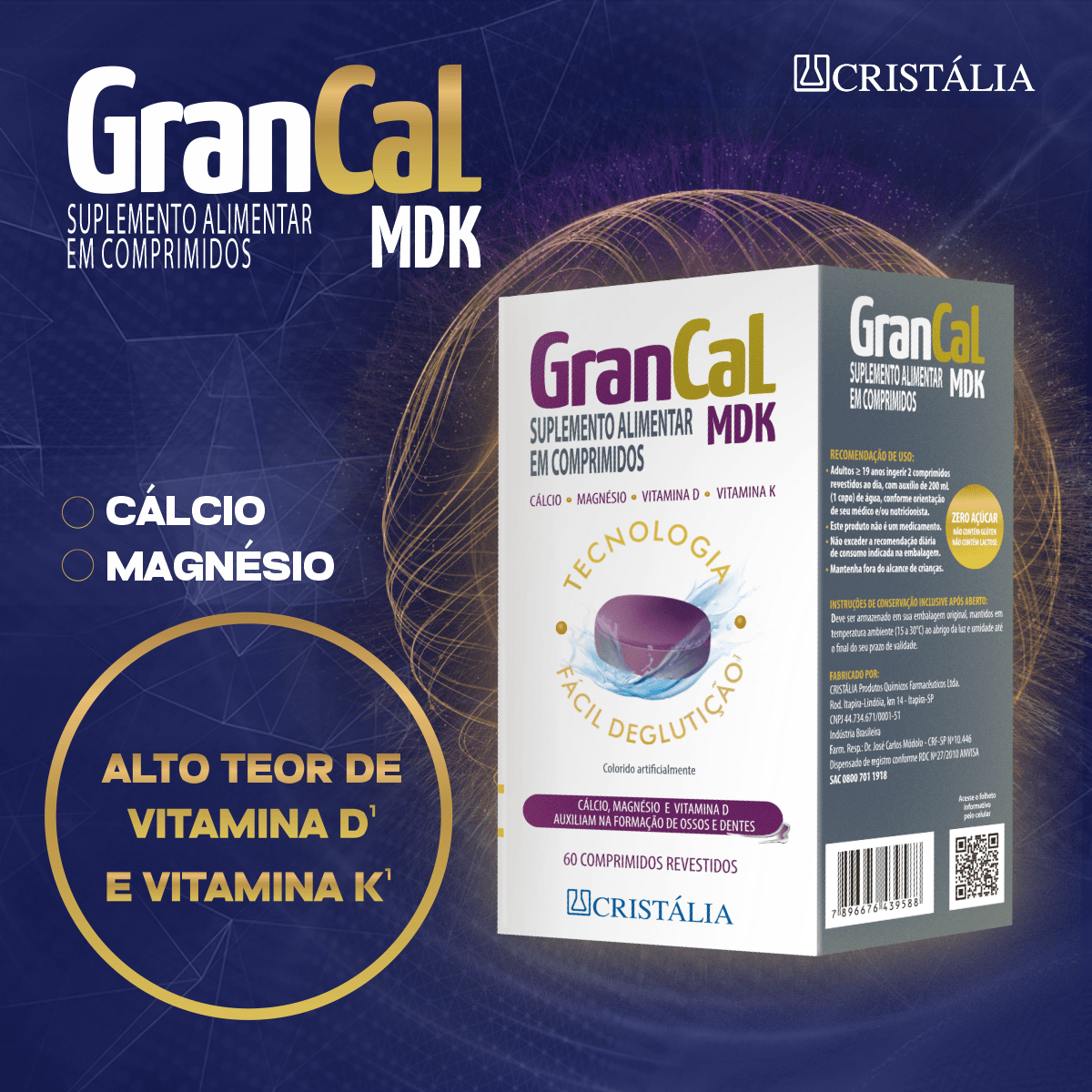 Encontraproduto.com.br - Suplemento Alimentar GranCal MDK - 60 Comprimidos