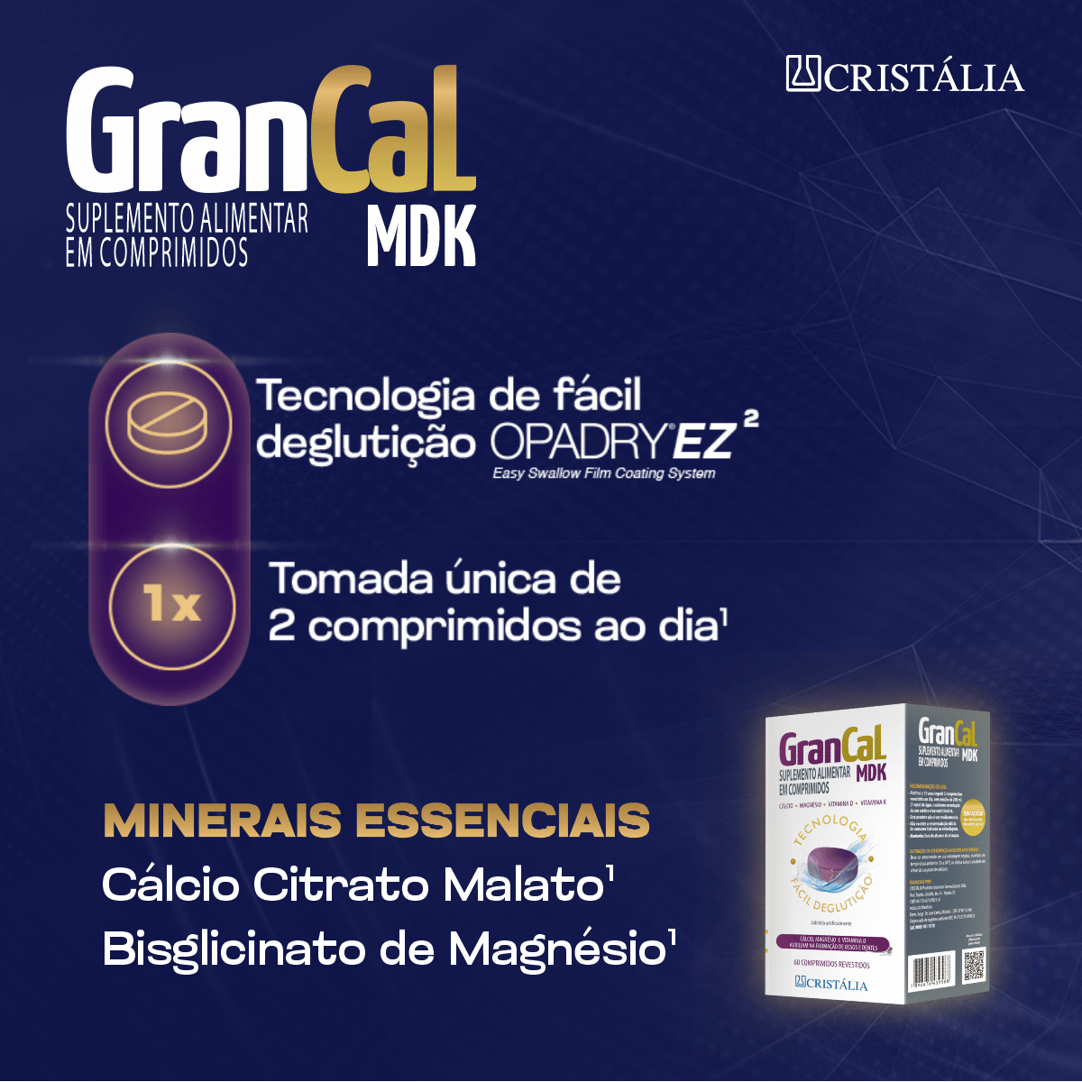 Encontraproduto.com.br - Suplemento Alimentar GranCal MDK - 60 Comprimidos