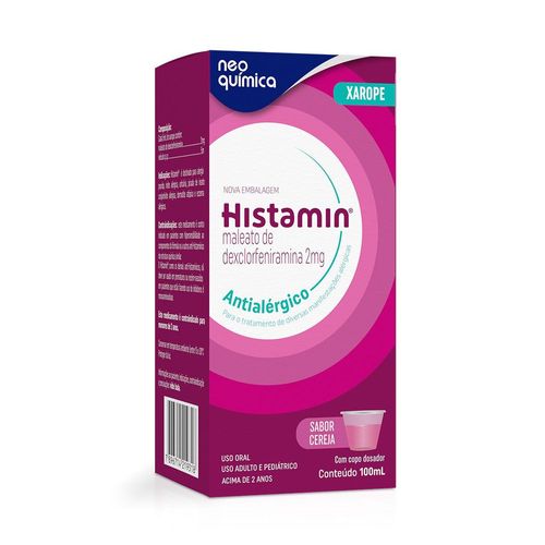 Histamin 2mg/5ml - Xarope Antialérgico - Sabor Cereja - 100ml