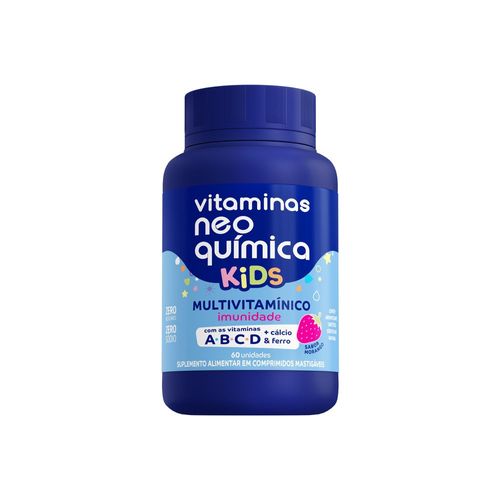 Suplemento Multivitamínico Morango Neo Química Kids 60 Comprimidos Mastigáveis